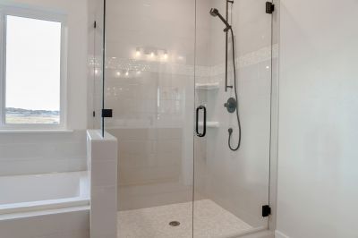 Open Concept Shower with Black Frame